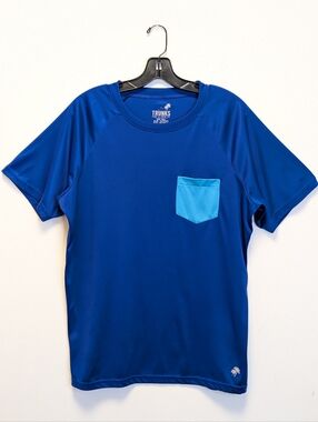 Trunks Surf Co UPF 50+ Rash Guard Tee Cobalt Blue Neon Pocket Top M